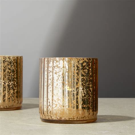 set of 6 mercury glass gold tea light holders candle votive wedding decoration ebay