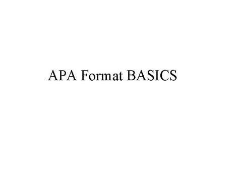 format basics title page  title page