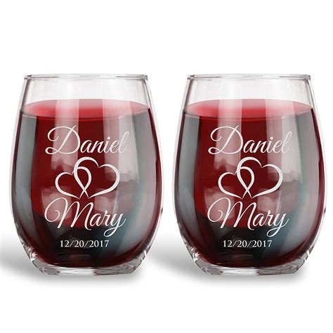 Buy Personalized 15 Oz Stemless Wine Glass For Wedding Wine Ceremony