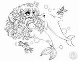 Yampuff Lineart Mermaids Princess Barbie Dolphin Animal Chibis Mako Sellos Digitales Princesas sketch template