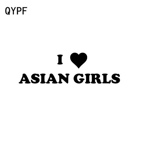 qypf 14 5cm 4 5cm i love asian girls vinyl car sticker decal black