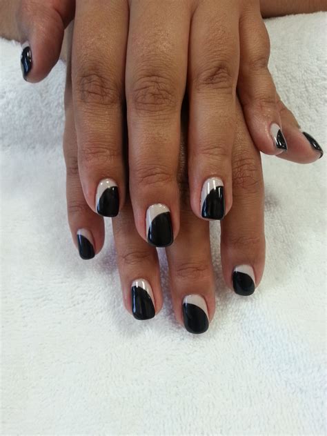 black gel nail art idea atbrilliantspa blackgel blacknail blackfrench frenchnail