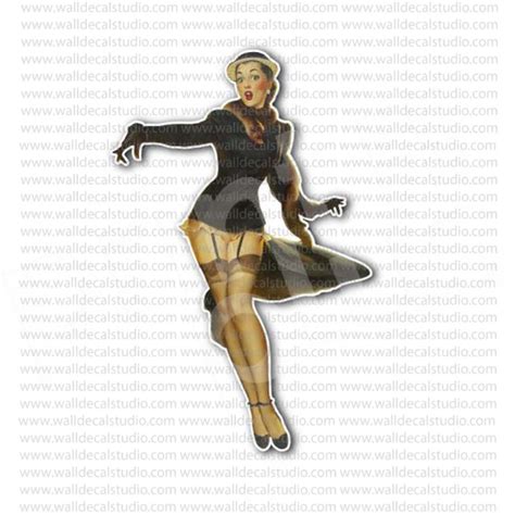 From 4 00 Buy Pin Up Girl In Hat And Sexy Dress Sticker