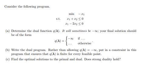 optimization   find  dual function   objective function  constraints