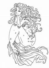Mermaid Coloring Pages Outline Drawing Colorir Adult Coloriage Mermaids Hair Para Deviantart Dessin Book Drawings Color Adults Sheets Printable Etc sketch template