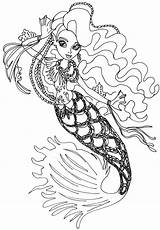 Coloring Monster High Pages Sheets Printable Mermaid Sirena Mandala sketch template