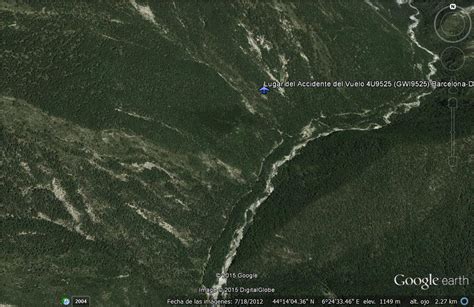 accidente de airbus  de germanwings barcelona dusseldorf en google maps google earth