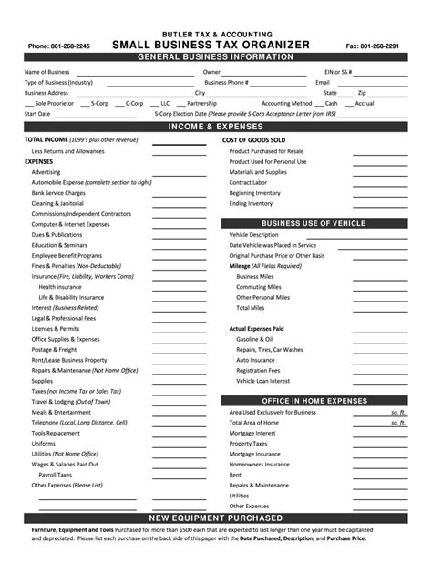 printable tax organizer template