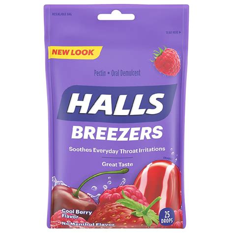 Halls Breezers Pectin Throat Drops Cool Berry Walgreens