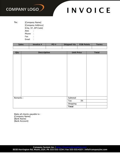 sample invoice template uk
