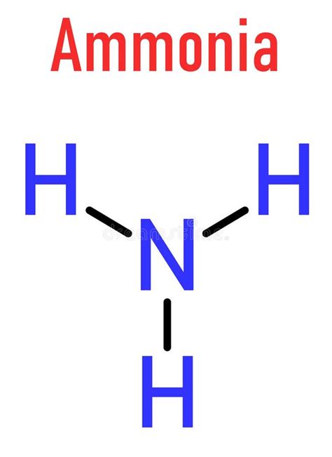 ammonia nh3 molecule skeletal formula stock vector illustration of