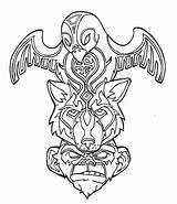 Totem Pole Tattoo Drawing Coloring Poles Designs Drawings Pages Animal Deviantart Outline Alaska Easy Cool Tiki Native American Bear Owl sketch template