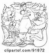 Thumbelina Outline Coloring Clipart Rf Royalty Poster Print Bannykh Alex sketch template