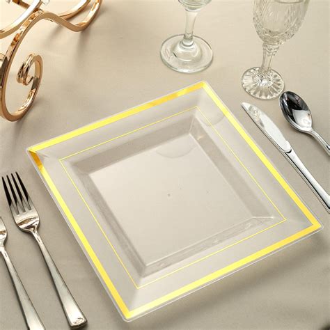 efavormart  pack clear disposable plates square plastic plates salad
