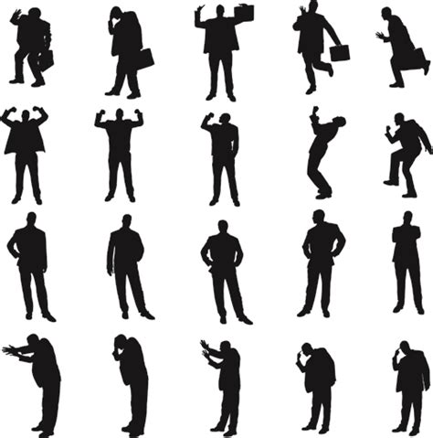 vector set of businessman silhouettes graphics 05 free download