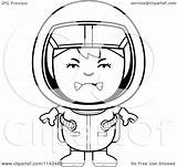 Astronaut Cartoon Clipart Girl Coloring Mad Happy Outlined Vector Cory Thoman Royalty Clipartof sketch template