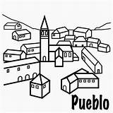 Colorear Pueblos Ciudades Laminas Fichas Towns Infantiles Maestra Poble sketch template