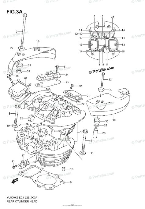 suzuki motorcycle  oem parts diagram  rear cylinder head model  partzillacom