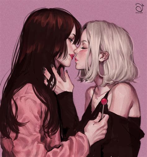 🌸윤슬🌸 on twitter 👩‍ ️‍💋‍👩… lesbian art cute lesbian couples anime