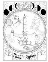 Spells Coloring Pages Book Witch Magic Adult Witchcraft Books Spell Printable Sheets Shadows Wiccan Candle Witchy Color Shadow Grimoire Choose sketch template