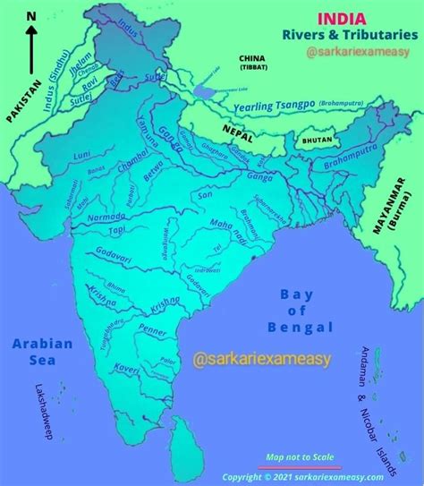 map  major rivers  india   tributaries indian river map