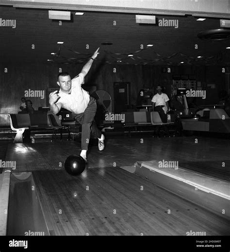 1960 Historical Inside A Ten Pin Bowling Hall An Adult Male Player