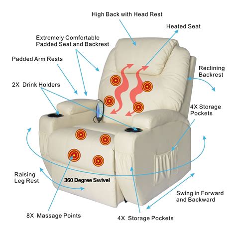 homcom massage sofa recliner chair ergonomic heated vibrating lounge seat cream  ebay