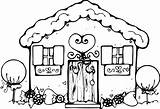 Coloring House Pages Kids Printable Gingerbread sketch template