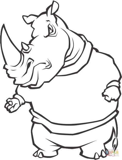 cartoon rhino coloring page  printable coloring pages