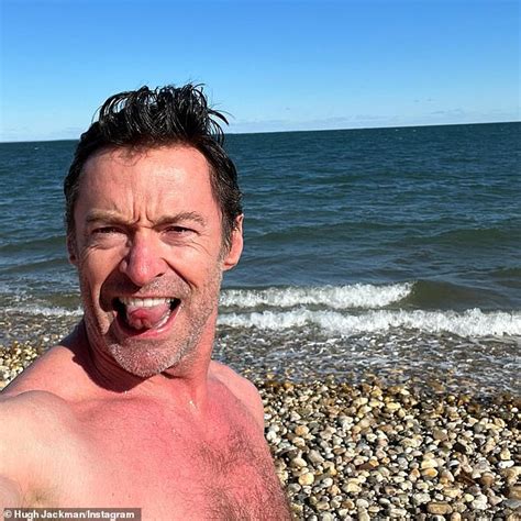 Hugh Jackman Strips Off For A Plunge In The Ocean As The Temperature