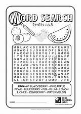 Word Search Pages Coloring Fruits Cool Kids Print sketch template