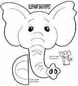 Elephant Puppet Paper Template Puppets Bag Patterns Animal Craft Templates Crafts Dinosaur Blank Print Coloring Preschool Zoo Kids Hand Color sketch template
