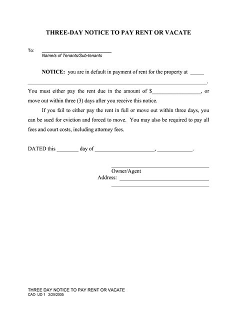 printable  day eviction notice printable form templates  letter