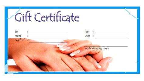 nail salon gift certificate template  printable  gift