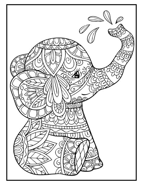 elephant mandala coloring pages  page elephant coloring etsy espana