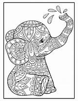 Mandala Coloring Elephant Pages Printable Kids Adults Book Etsy sketch template