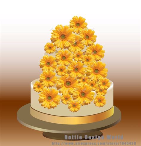 mixed yellow daisy edible cake topper wafer rice paper wedding cake