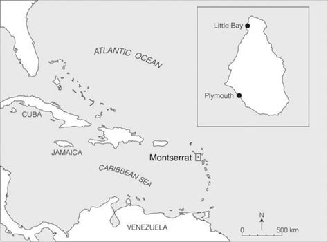 Map Of The Caribbean Showing Location Of Montserrat Inset Map Of