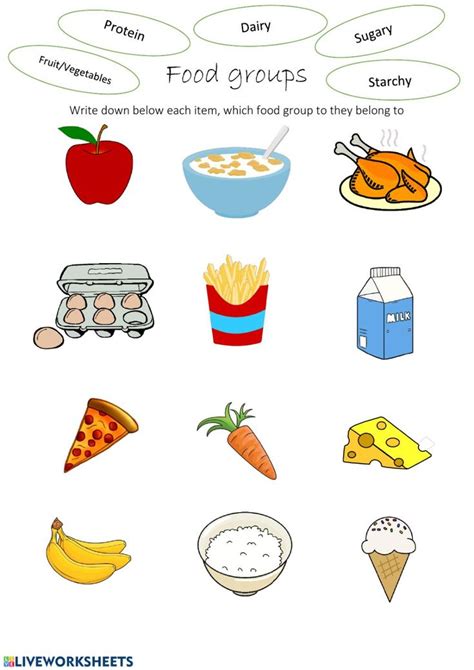 food groups interactive worksheet group meals relationship