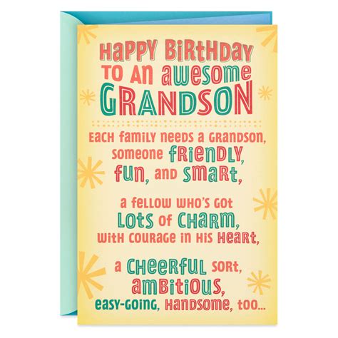 cheerful handsome fun smart grandson birthday card greeting cards
