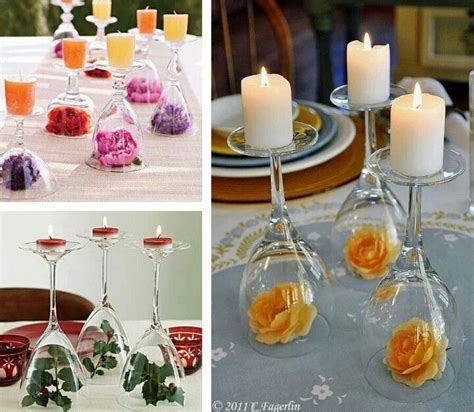 Wineglass And Votive Centerpieces With Images Wedding Centerpieces