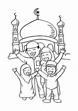 Mosque Ramadan Musulmane Heureuse Islam Mosquée Arabian Adha sketch template