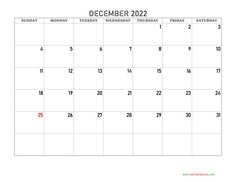 blank dec  calendar