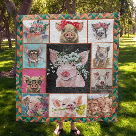 pig printed blanket  pick  quilt