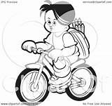 School Boy Outline Riding Coloring Clipart Bicycle Bike Illustration Royalty Colouring Pages Rf Lal Perera Slugterra Rob Robot sketch template