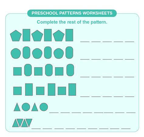 preschool patterns worksheets   printables  kids
