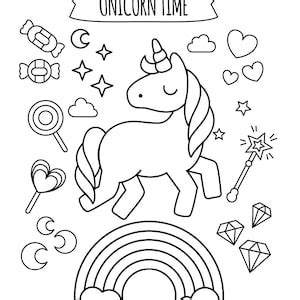 unicorn coloring book  pages etsy