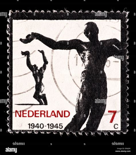 postage stamp   netherlands depicting  statues killed  action waalwijk