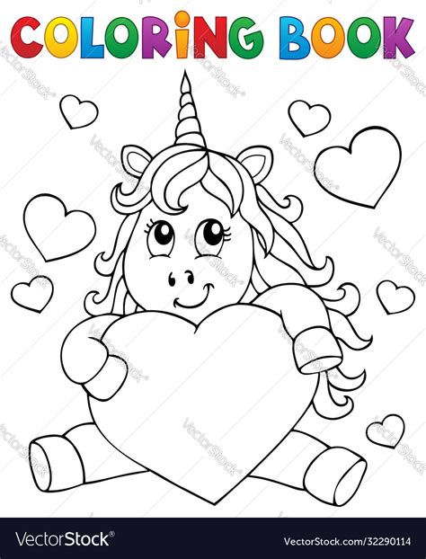 coloring book valentine unicorn theme  royalty  vector