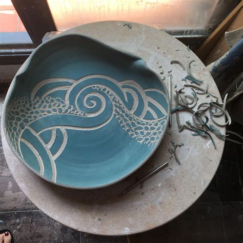 ceramics pottery homedecor plate sgraffito wip makepotterypersonal ceramics ideas